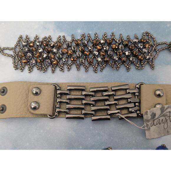 Boho Charm Bracelet Lot 5 Rhinestone Chain Turquoise Blue Women Jewelry - Picture 5 of 7